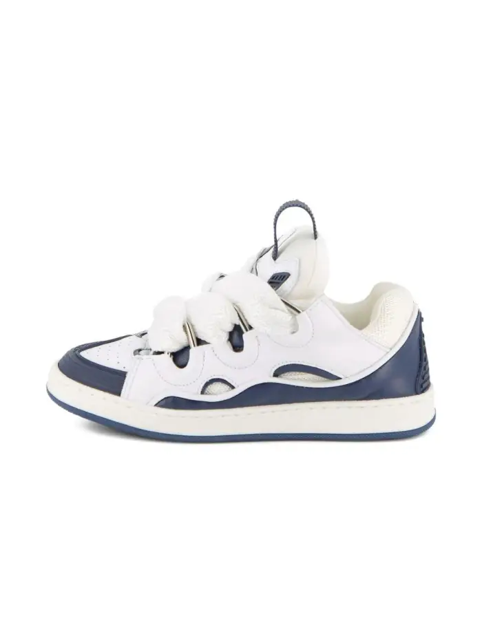 Sneakers in pelle con lacci fantasia Bianco marine miniatura 3