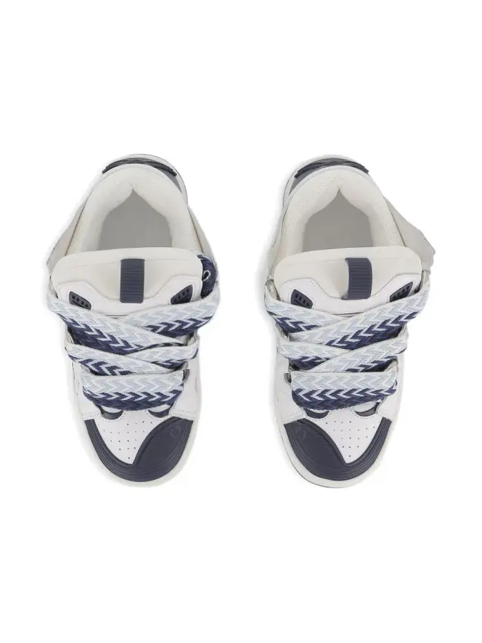 Sneakers in pelle con lacci fantasia Bianco marine miniatura 5