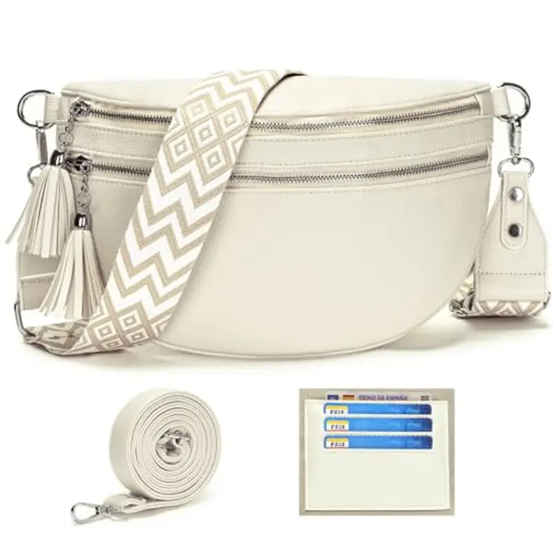 LANXINGLUO Marsupio Donna Beige 1962703