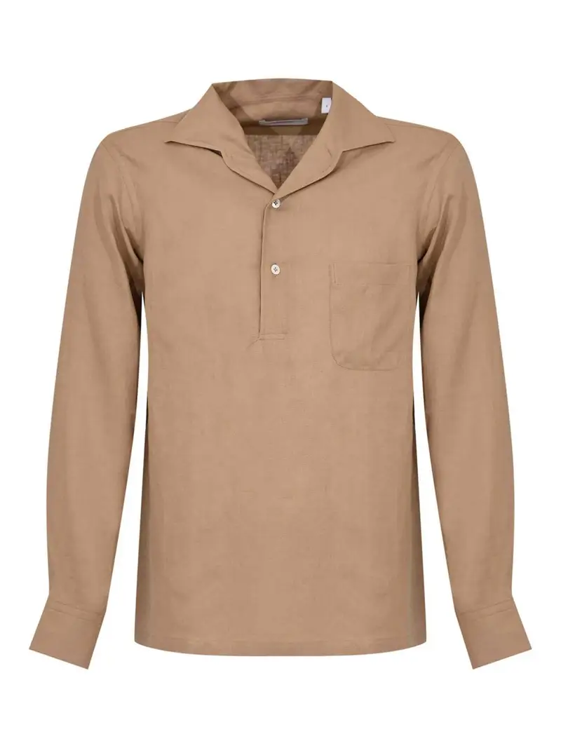 Lardini Camicia Pailan In Lino Marrone