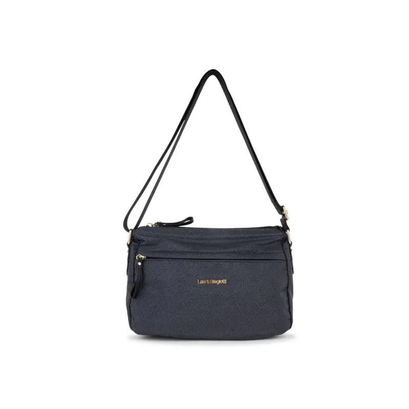 LAURA BIAGIOTTI Borsa blu da donna con tracolla in tessuto e tasca frontale con zip