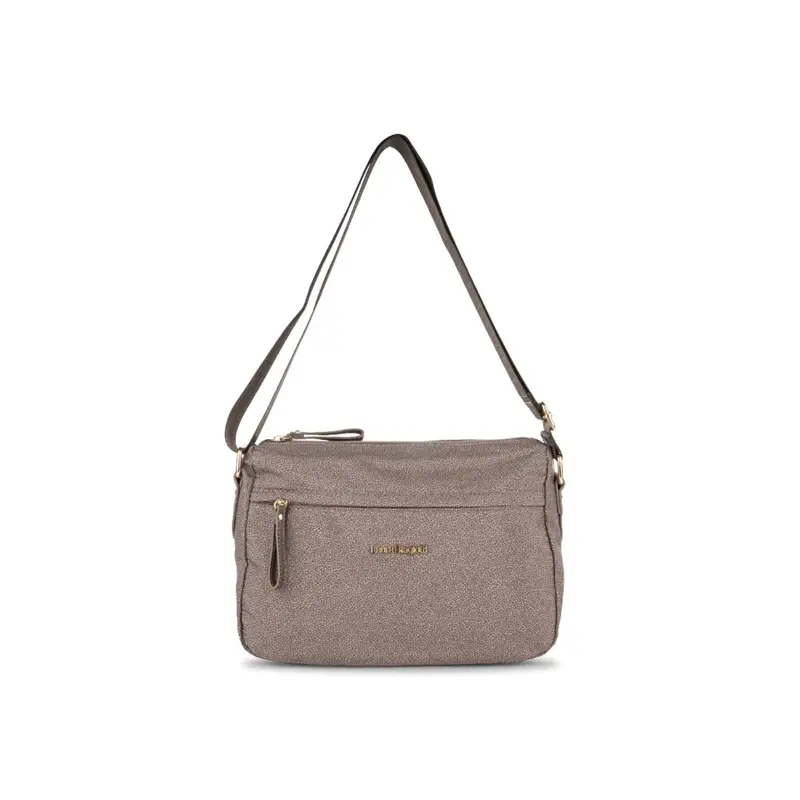 LAURA BIAGIOTTI Borsa marrone da donna con tracolla in tessuto e tasca frontale con zip