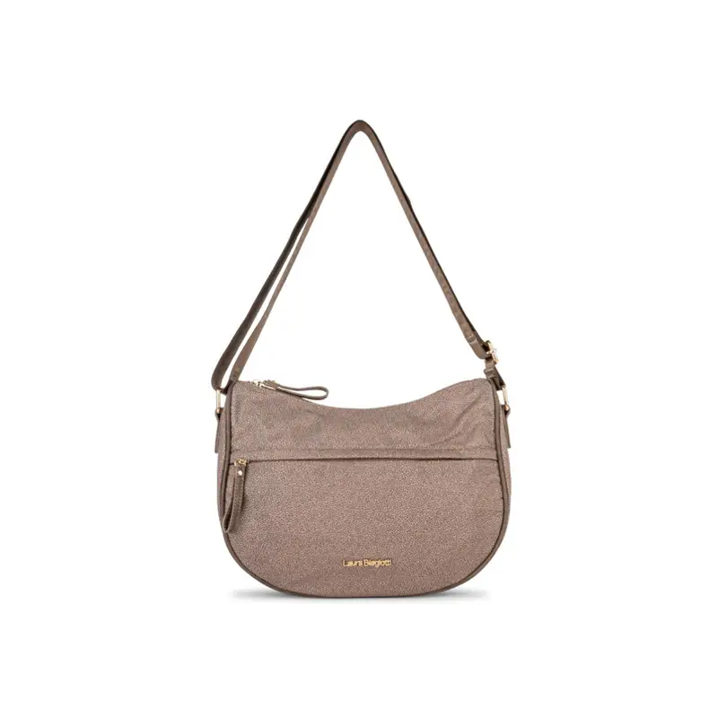 LAURA BIAGIOTTI Moon bag beige da donna con tracolla e tasca frontale con zip
