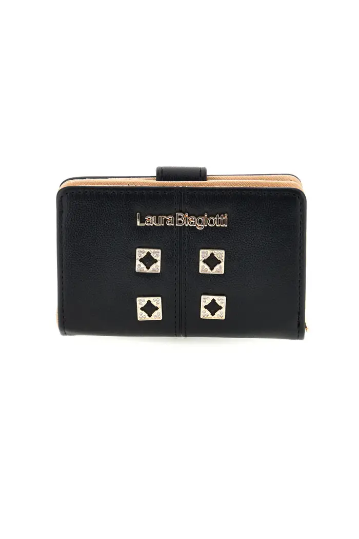 LAURA BIAGIOTTI Portafoglio Compatto Nero con Borchie Geometriche Dorate LB26S-510-008 [NERO]