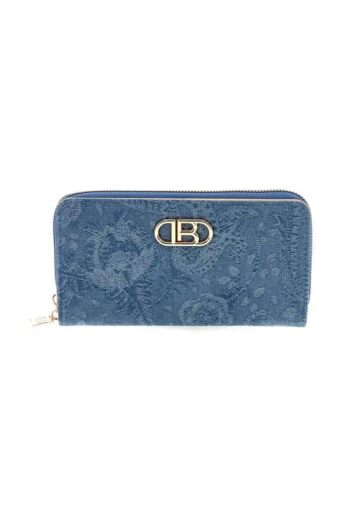LAURA BIAGIOTTI Portafoglio Lungo Blu con Texture Floreale e Zip LB26S-506-67 [JEANS]