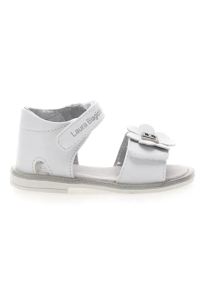 LAURA BIAGIOTTI Sandali bianchi con fiocco decorativo e velcro 96319492 [BIANCO]