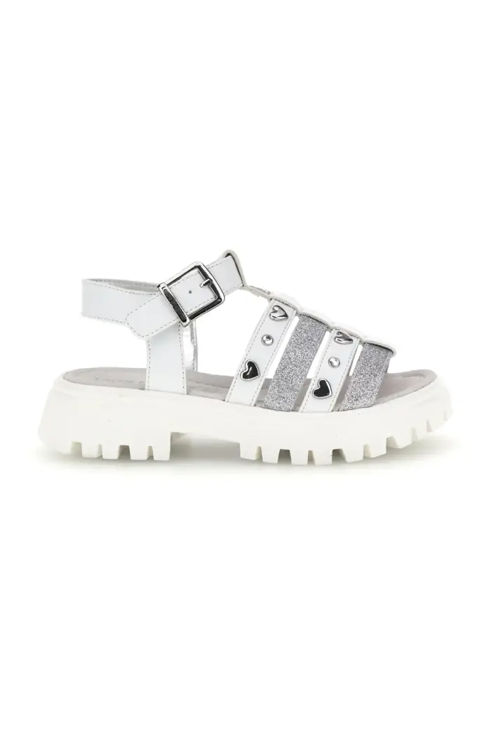 Sandali bianchi con glitter e borchie Laura Biagiotti 9021C9767 [WHITE