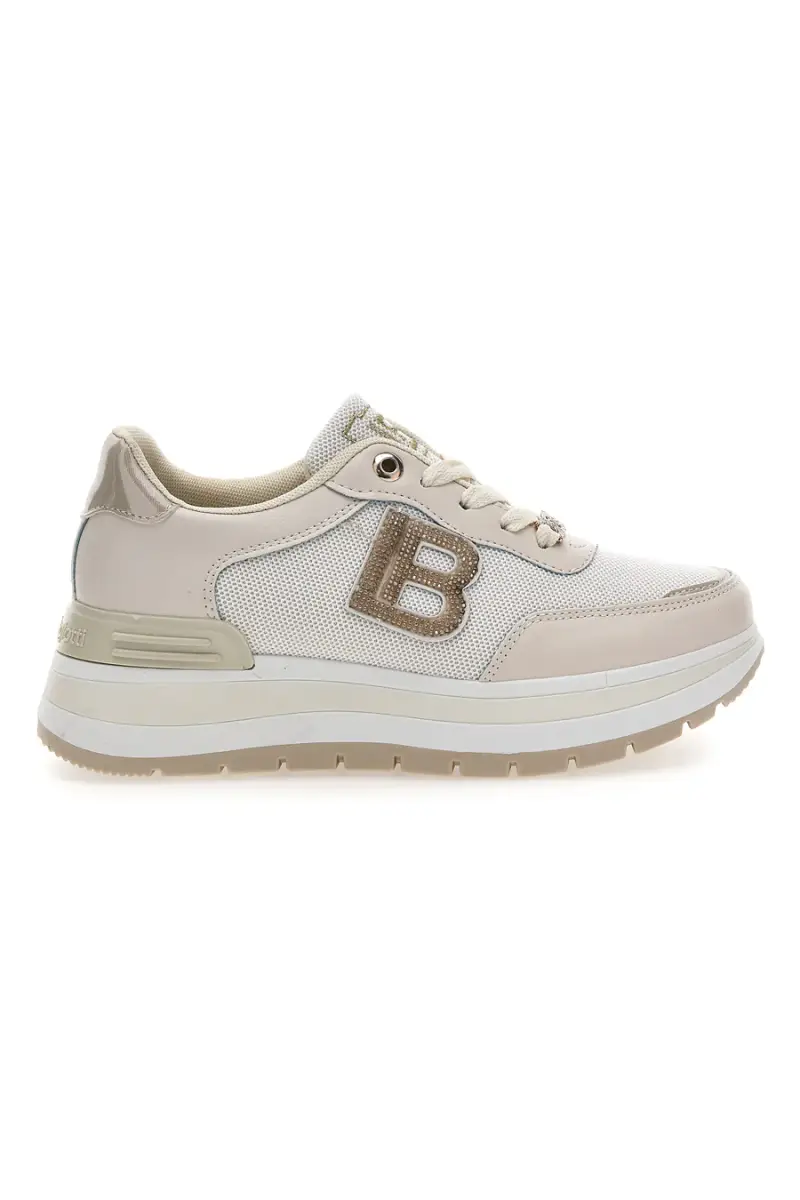 LAURA BIAGIOTTI Sneakers beige con inserti glitterati 9235 [BEIGE]