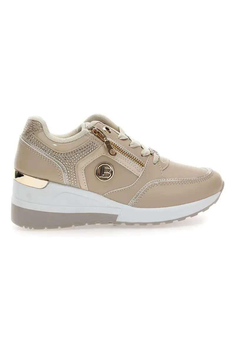 LAURA BIAGIOTTI Sneakers beige con zeppa e dettagli oro 9250 [BEIGE]