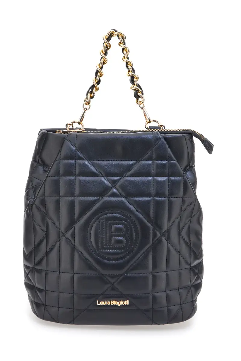 LAURA BIAGIOTTI Zaino nero trapuntato con catena LB25W-261-3 [NERO]