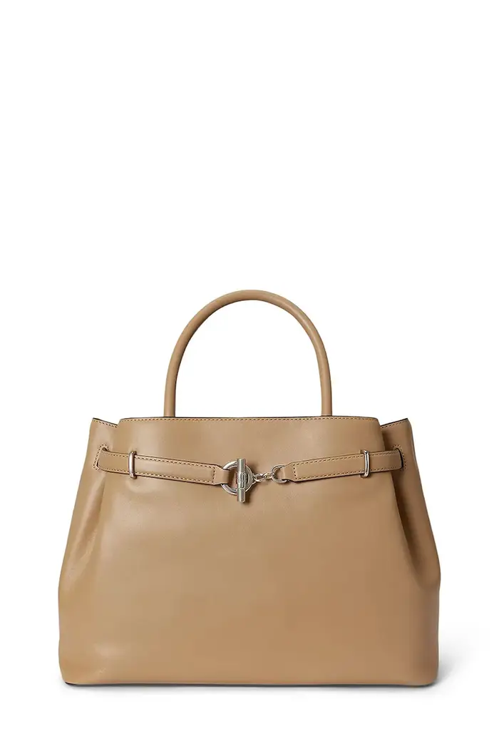 borsa a tracollo da donna in pelle Beige