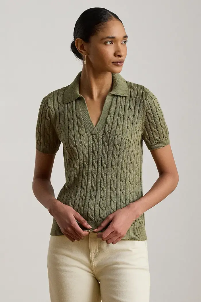 maglione a maniche corte da donna con viscosa Verde