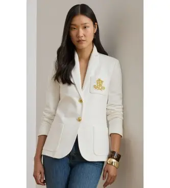 per donna 201797305001 Blazer in jacquard intrecciato bianco (L), Casual, Cotone, Classico, Manica lunga