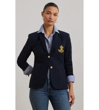 per donna 201797305005 Blazer in jacquard ritorto blu marino (L), Casual, Cotone, Classico, Manica lunga, Navy