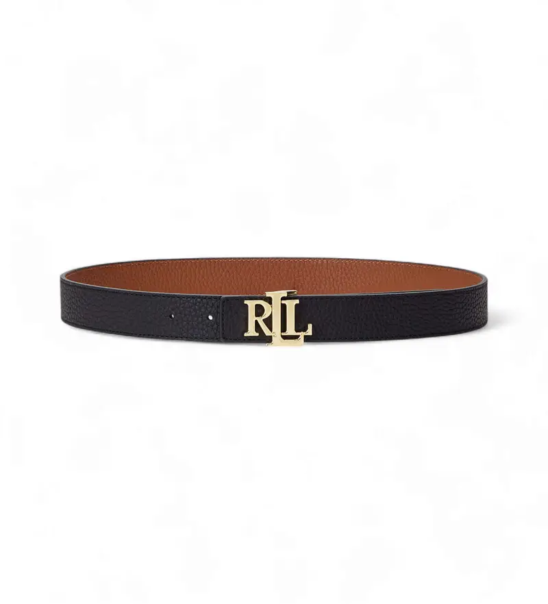 Lauren Ralph Lauren per donna 412912039001 Cintura reversibile in pelle marrone e nera, Nero, Casual