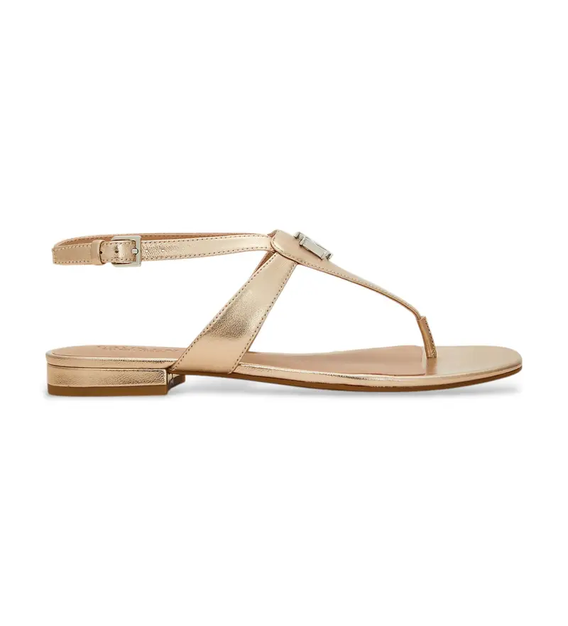 Lauren Ralph Lauren per donna 802970532001 Sandali in pelle bronzo Everley, Basso, Fibbia, Casual