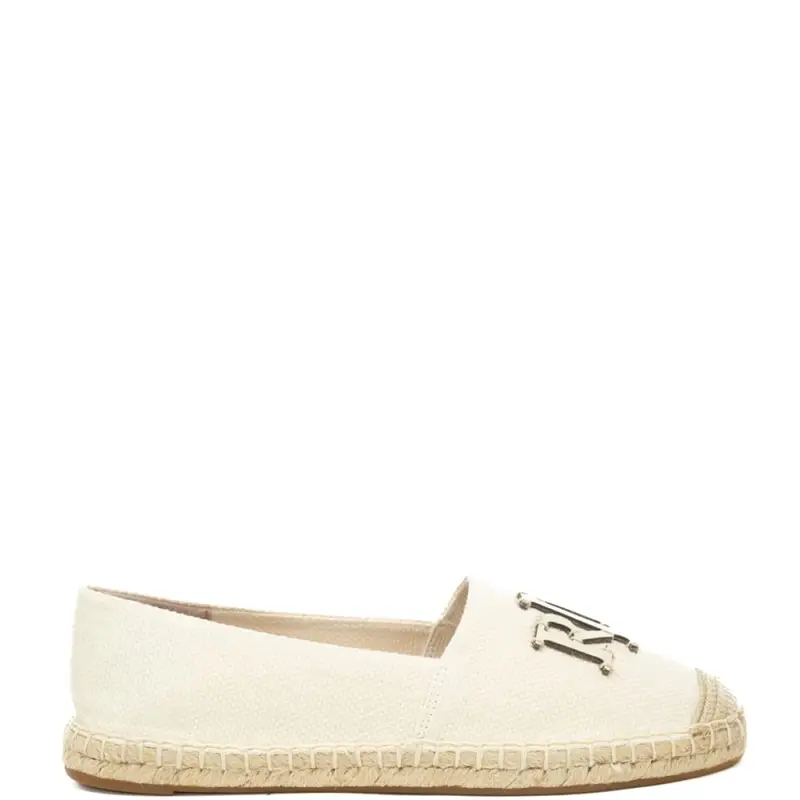 Lauren Ralph Lauren scarpe basse da donna cameryn con fondo in tessuto intrecciato bianco natural