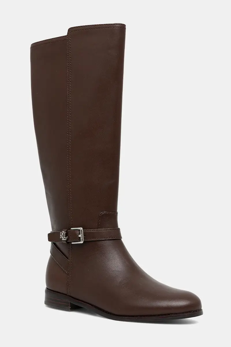 Lauren Ralph Lauren stivali in pelle Brooke Tll 2 donna colore marrone 802974383002