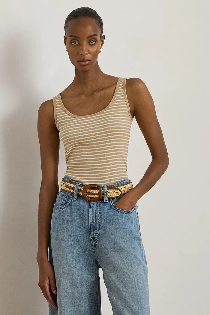 Lauren Ralph Lauren top da donna in cotone Beige
