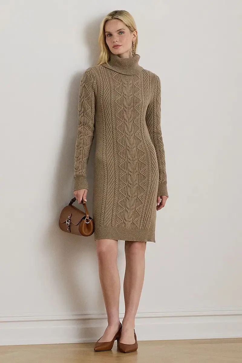 Lauren Ralph Lauren vestito con lana colore beige 200979705