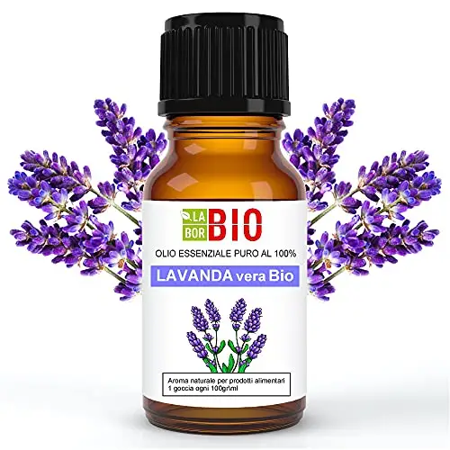 Laborbio Lavanda vera Officinalis Bio Olio essenziale 100% Puro 10 ml - Uso interno Terapeutico Alimentare Diffusori
