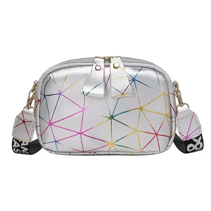 2024 Nuove Piccole Borse a Tracolla con Zip per Donna Borsa a Spalla Messenger in Pelle PU per Ragazza Borsa a Mano Moda Portafoglio per Telefono argento