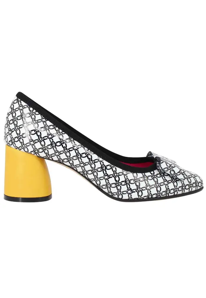 Le Babe Decollete donna in pelle bianca e nera con tacco alto in contrasto Donna 3530S3 7720