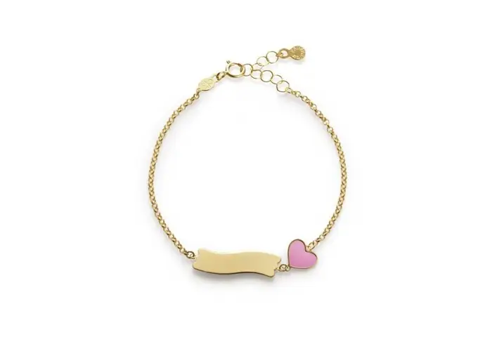 LE BEBE Bracciale Fortuna Con Cuore Smaltato E Targhetta In Oro Giallo