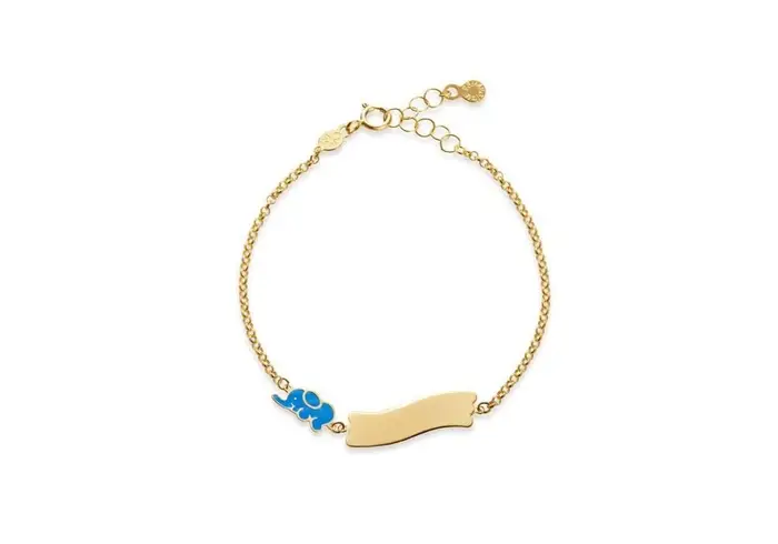 LE BEBE Bracciale Fortuna Con Elefantino E Targhetta Oro Giallo