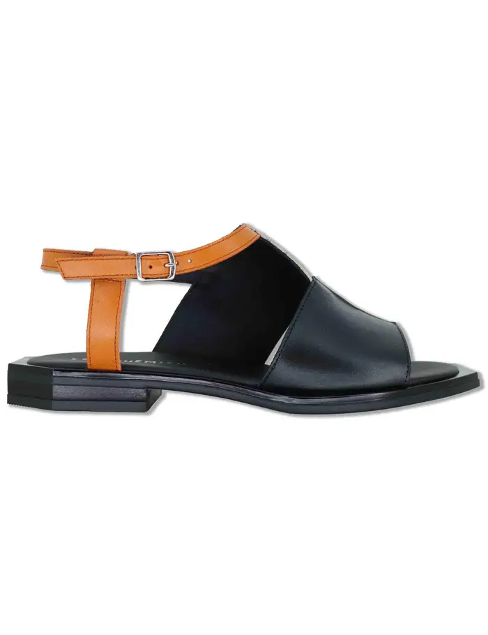 Le Bohemien Slingback in pelle nera e off white con tacco basso Donna SC09 2