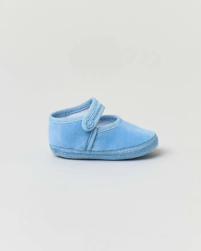 Baby friulane Le Papù in velluto azzurro