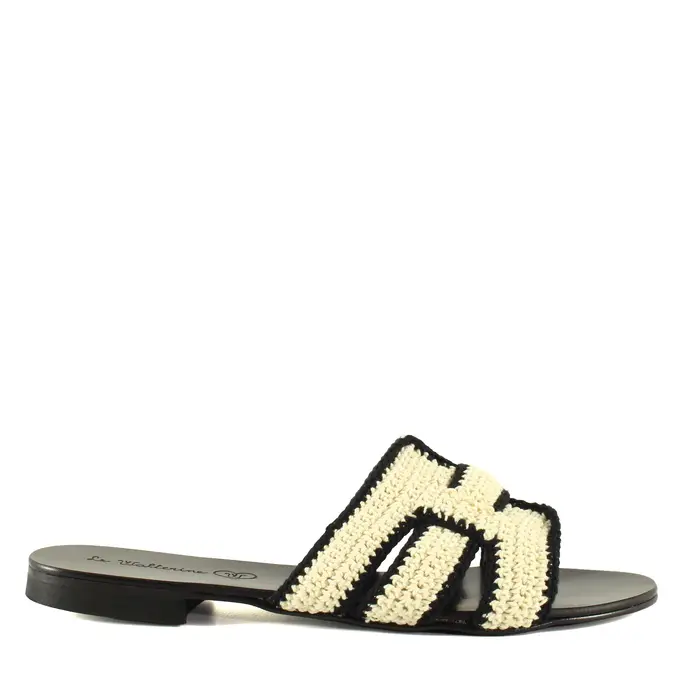 Le Walterine Ciabattina Milly Bianco, Nero