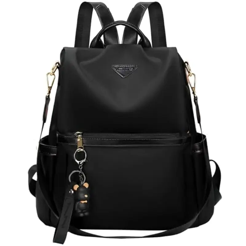 Leathario Zaino Donna Antifurto e Impermeabile, Zainetto, Zaini, Borsa Donna per Ufficio, Lavoro, Università, Viaggio, Nero Classico