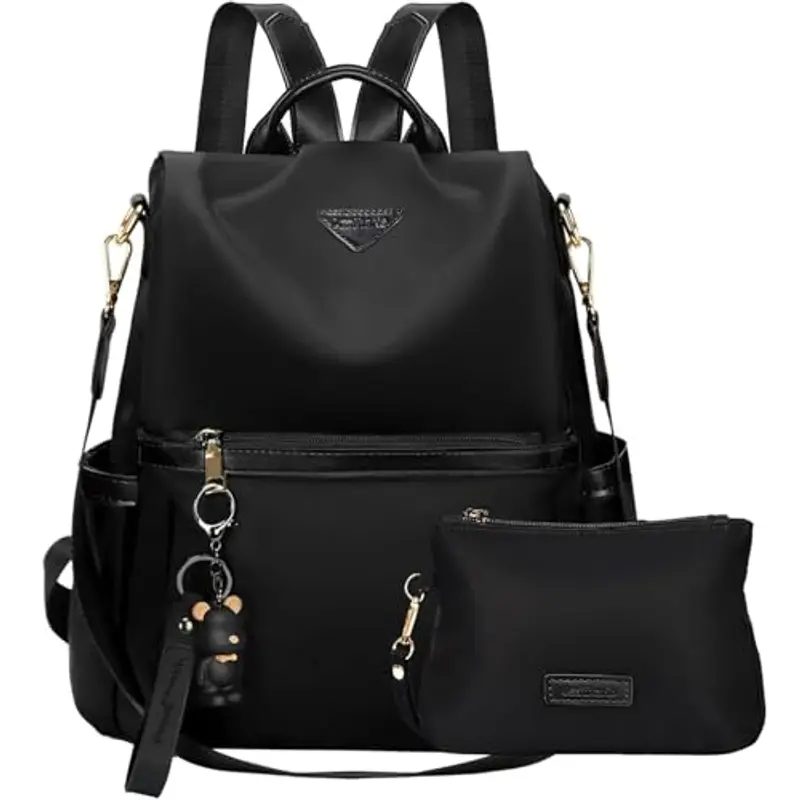 Leathario Zaino Donna Antifurto e Impermeabile, Zainetto, Zaini, Borsa Donna per Ufficio, Lavoro, Università, Viaggio, Nero Classico