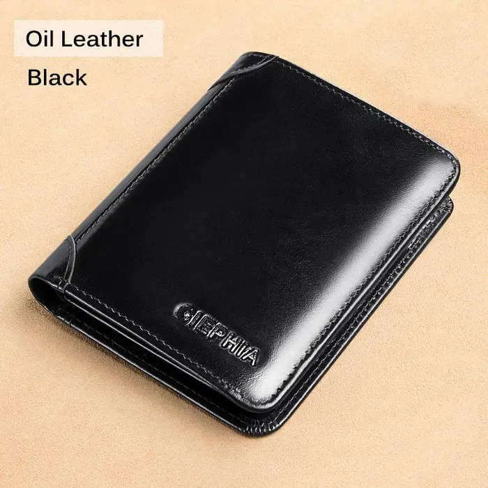 Leather Fashion Bags Portafoglio stile classico Portafogli Rfid in vera pelle per uomo Sottile corto Multifunzione Porta carte Tri Fold