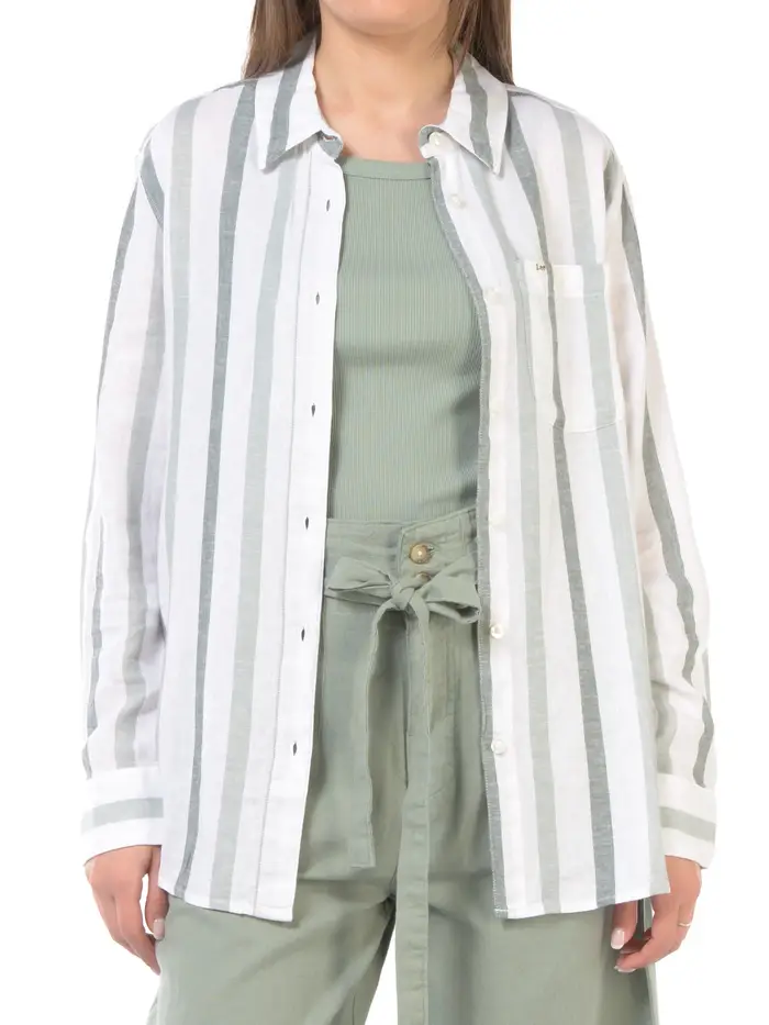 LEE® camicia da donna a righe con taschino Bianco