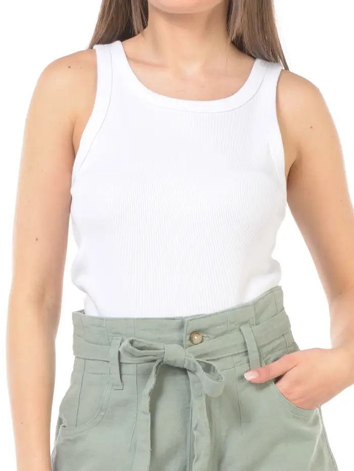 LEE® canotta da donna in cotone a costine Bianco