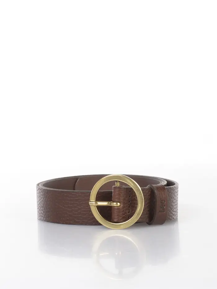 LEE® cintura da donna in vera pelle con fibbia tonda MARRON
