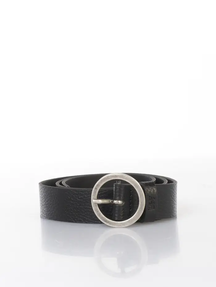 LEE® cintura da donna in vera pelle con fibbia tonda NERO