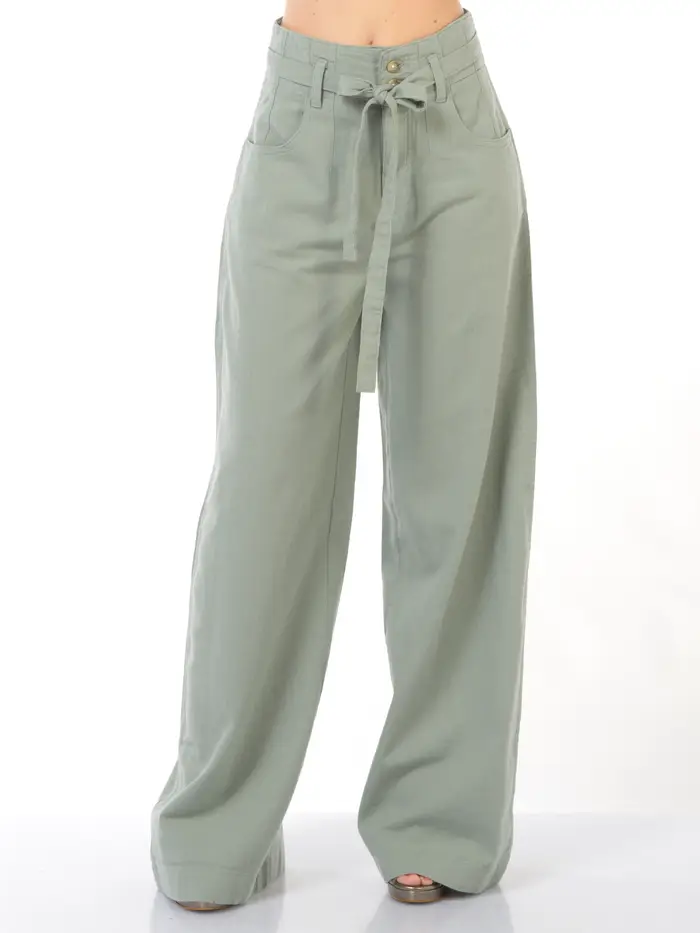 LEE® pantalone da donna in misto lino wide leg Verde