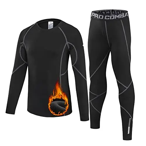 Leeboom Intimo Termico Bambini Traspirante Maglia Termica Bambino Asciugatura Rapida Intimo Funzionale Set da Bambina e