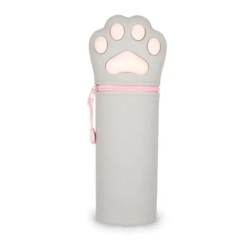 Legami Kawaii Astuccio Scuola 2 in 1 in Morbido Silicone, Tema Kitty Paw, Portapenne da Tavolo, Chiusura con