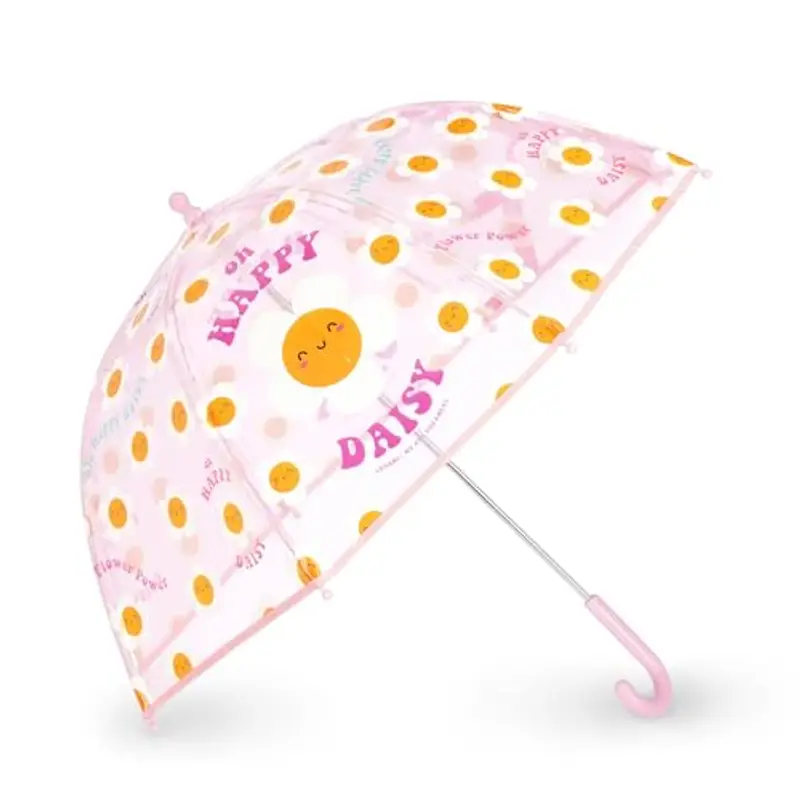Legami Ombrello per Bambini Dancin' In The Rain, Tema Daisy, Struttura Antivento, Apertura manuale, Chiusura in Tessuto con Spazio per