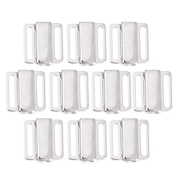 10 set CLIP BIKINI Gancio e bottone a pressione in metallo Chiusura reggiseno per costumi da bagno 9,5 mm 12mm