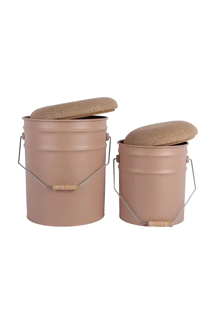 sgabello con spazio di archiviazione Buckets 39 x 31 cm pacco da 2 Beige