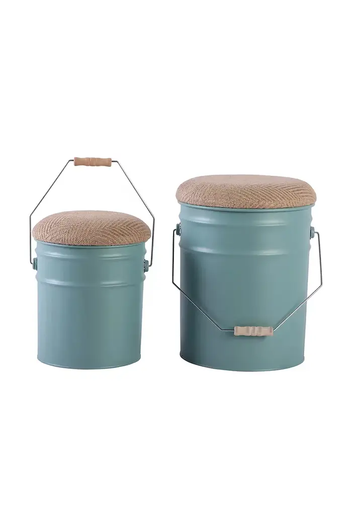 sgabello con spazio di archiviazione Buckets 39 x 31 cm pacco da 2 Turchese