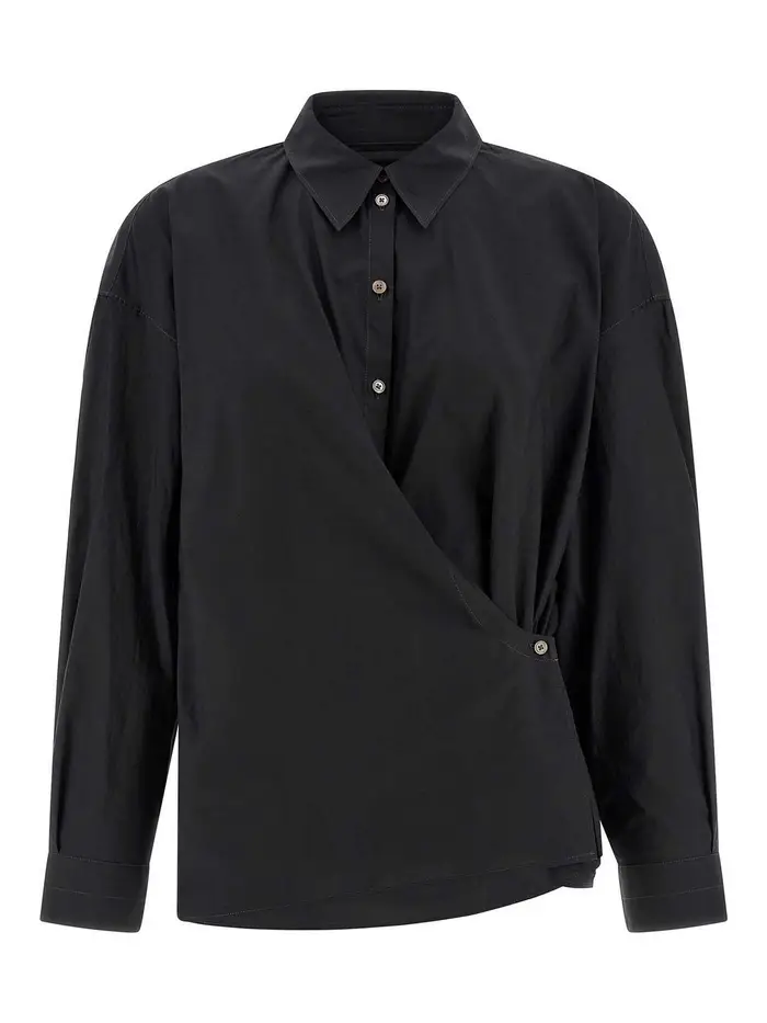Lemaire Camicia attorcigliata con colletto dritto Nero