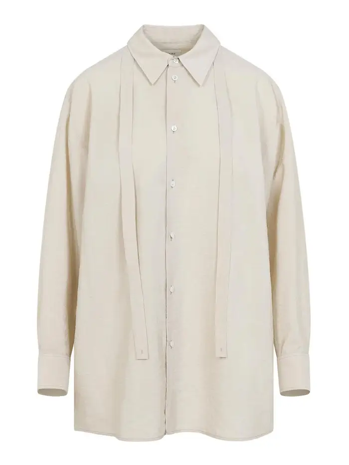 Lemaire Camicia Lunga Con Cravatta Bianco