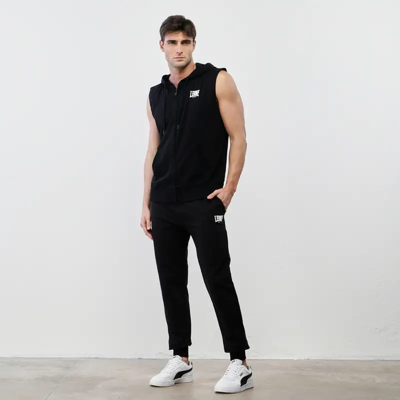 LEONE Pantaloni sportivi neri con tasche e polsini
