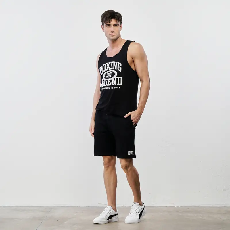 LEONE Shorts sportivi neri con tasche e coulisse